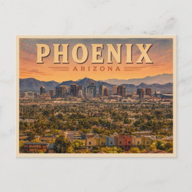 Phoenix Arizona Vintage Resa Vykort (Framsida)