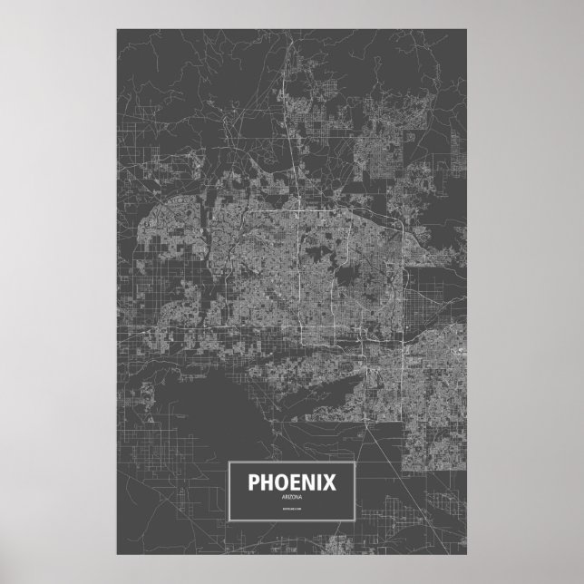 Phoenix, Arizona (vit på svart) Poster (Framsidan)