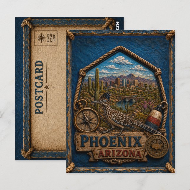 Phoenix Arizona Vykort Vintage Resa (Fram/baksida)