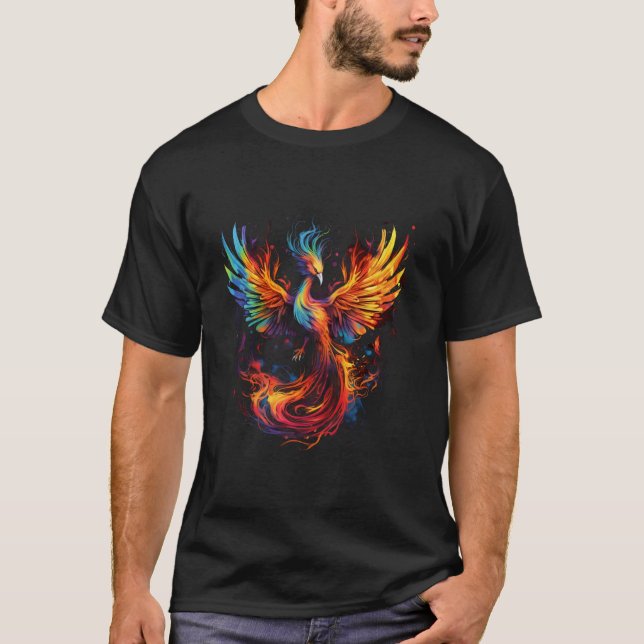 Phoenix Artwork Firebird Reborn Mythical Bird Reju T Shirt (Framsida)
