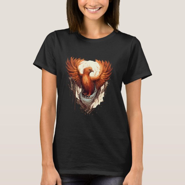 Phoenix Artwork Reborn Firebird Rejuvenation Mythi T Shirt (Framsida)