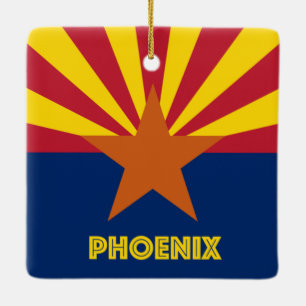 Phoenix AZ Flagga Julgransprydnad Keramik