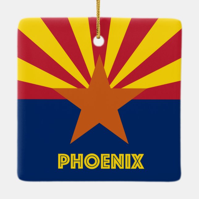 Phoenix AZ Flagga Julgransprydnad Keramik (Baksida)