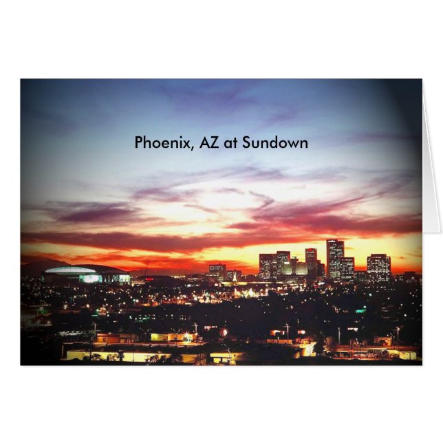 Phoenix, AZ vid Sundown Hälsningskort (Framsidan Horizontal)