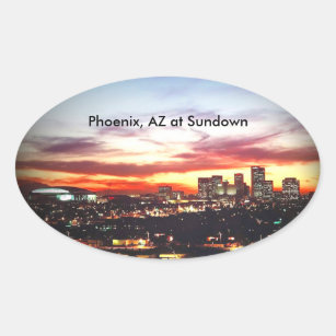 Phoenix, AZ vid Sundown Ovalt Klistermärke