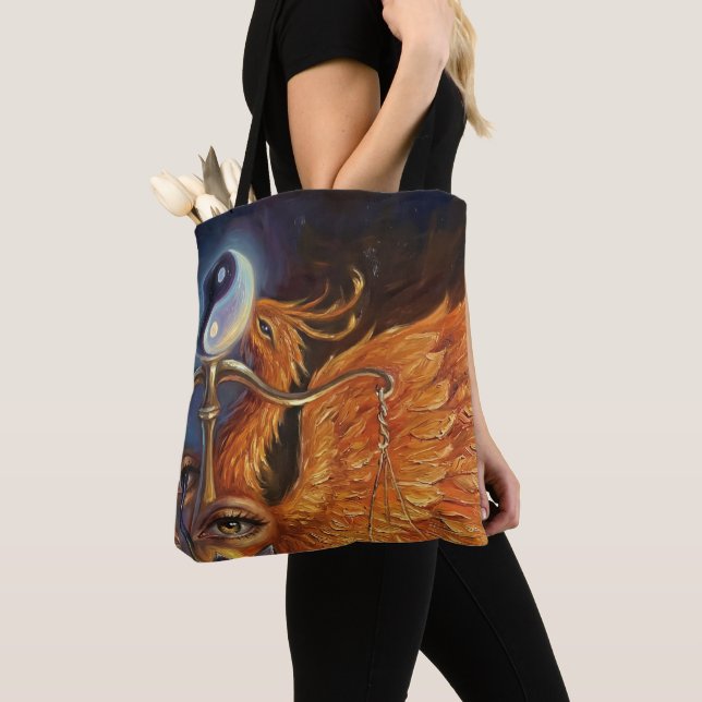 Phoenix Balance Spiritual Tote Bag Tygkasse (Närbild)