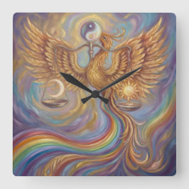 Phoenix Balance Spiritual Wall Tapestry Fyrkantig Klocka