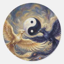 Phoenix Balance Yin Yang Sticker Runt Klistermärke
