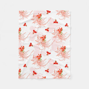 Phoenix Bird and Phoenix Flower Seamless Mönster Fleecefilt