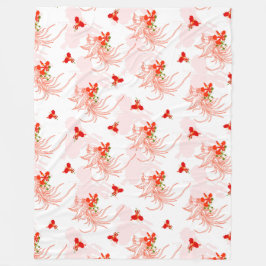 Phoenix Bird and Phoenix Flower Seamless Mönster Fleecefilt