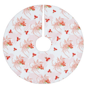 Phoenix Bird and Phoenix Flower Seamless Mönster Julgransmatta Borstad Polyester