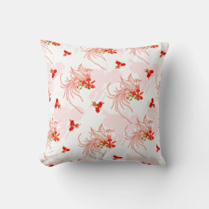 Phoenix Bird and Phoenix Flower Seamless Mönster Kudde