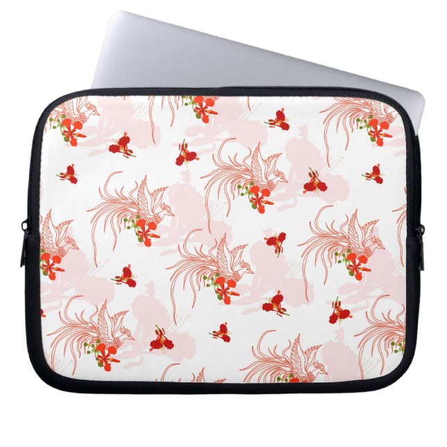 Phoenix Bird and Phoenix Flower Seamless Mönster Laptop Fodral (Framsidan)
