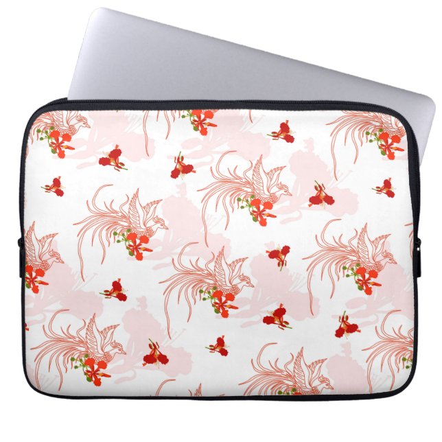 Phoenix Bird and Phoenix Flower Seamless Mönster Laptop Fodral (Framsidan)