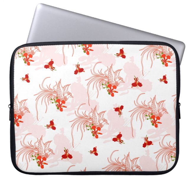 Phoenix Bird and Phoenix Flower Seamless Mönster Laptop Fodral (Framsidan)