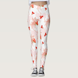 Phoenix Bird and Phoenix Flower Seamless Mönster Leggings