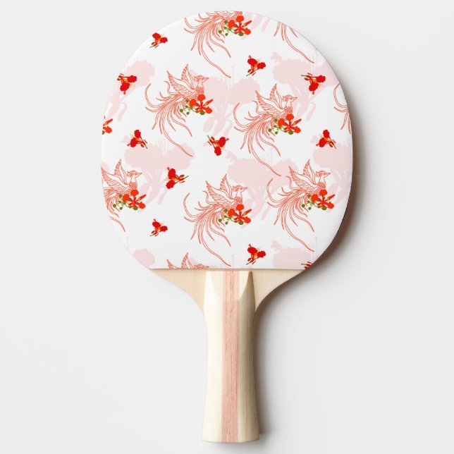 Phoenix Bird and Phoenix Flower Seamless Mönster Pingisracket (Framsidan)