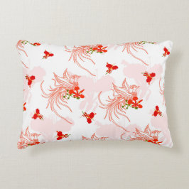 Phoenix Bird and Phoenix Flower Seamless Mönster Prydnadskudde