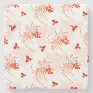 Phoenix Bird and Phoenix Flower Seamless Mönster Stenunderlägg