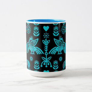 Phoenix Bird Folk Art Skriv ut Två-Tonad Mugg