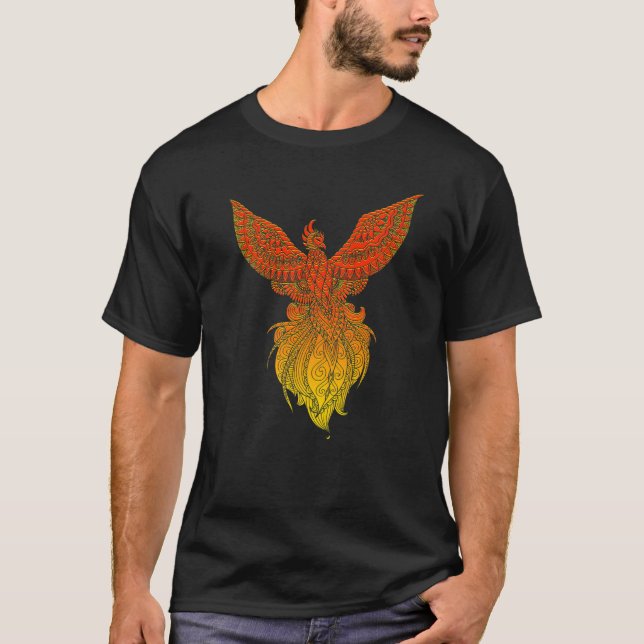 Phoenix Bird Mystical Creature Mythology T Shirt (Framsida)