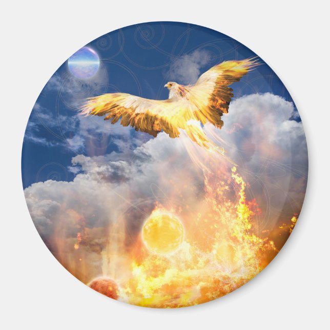 Phoenix Bird "STIGA UPP ÖVER DINA PROBLEM" Magnet (Framsidan)