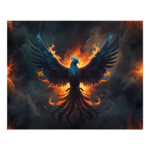 Phoenix Bird Stigning med Flames Fototryck