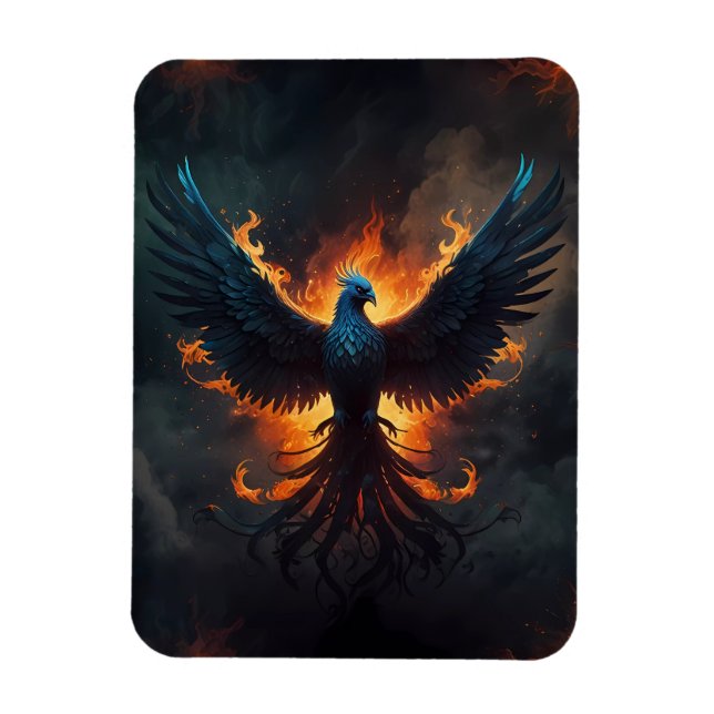 Phoenix Bird Stigning med Flames Magnet (Vertikal)