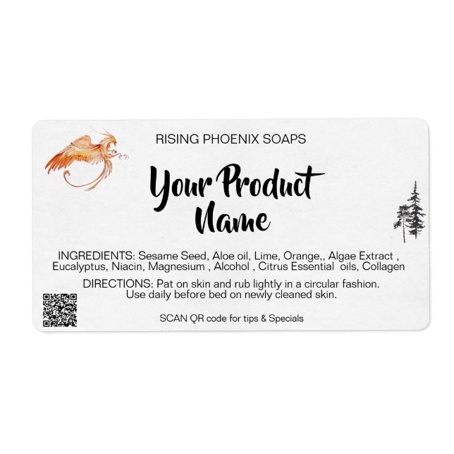 *~* Phoenix Body Cream Ansikte Bath Soap QR Fraktsedel (Framsidan)