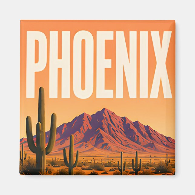Phoenix Camelback Mountain Öken  Magnet (Framsidan)