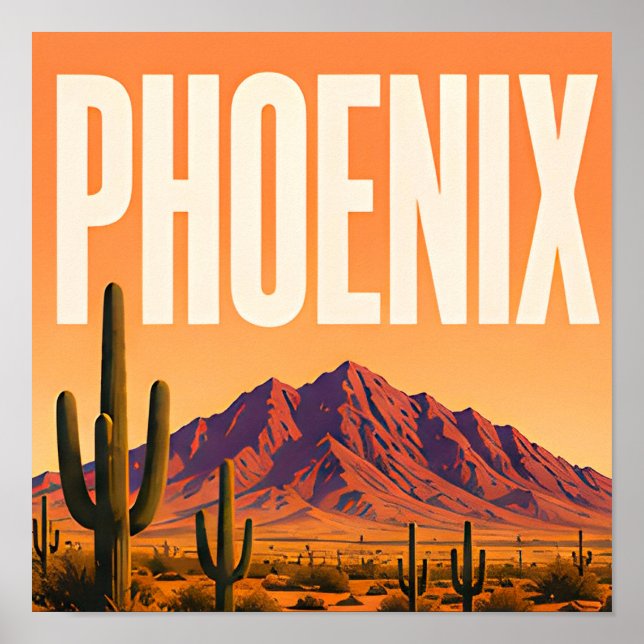Phoenix Camelback Mountain Öken  Poster (Framsidan)