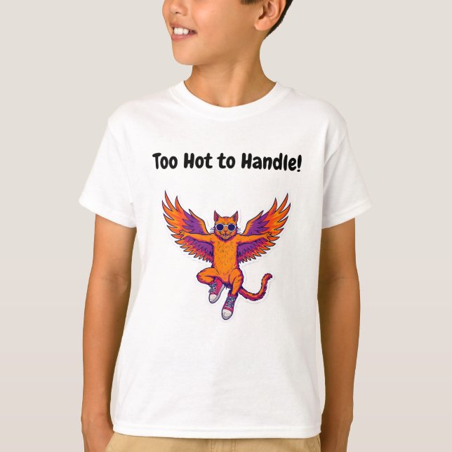 Phoenix Cat Kids T-Shirt – Magical Fire Kitty (Framsida)