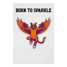 Phoenix Cat Poster – Magical Fire Kitty Wall Art Perfect Poster