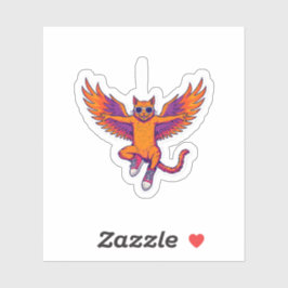 Phoenix Cat Sticker – Cute Magical Fire Kitty Klistermärken