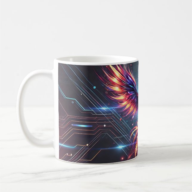 Phoenix Ceramic Mugg - Vibrant Futuristiska (Vänster)