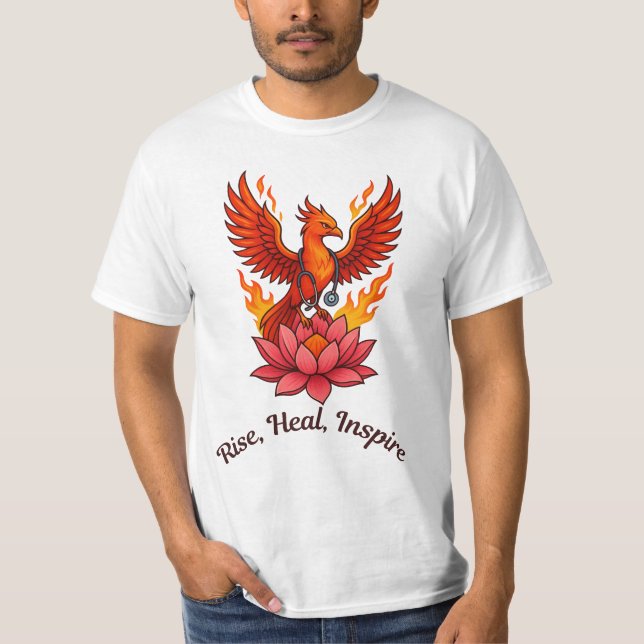 Phoenix Doktor Healing Lotus - Stiga upp, Heal, In T Shirt (Framsida)