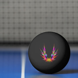 Phoenix - färglös fraktalkonst på svart pingisboll