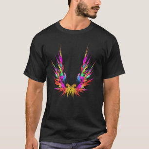 Phoenix - färglös fraktalkonst på svart t shirt
