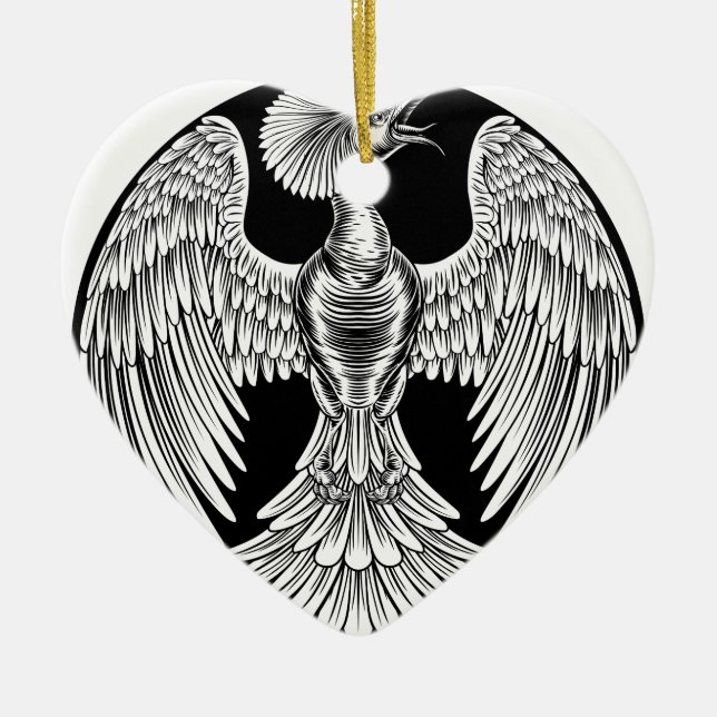 Phoenix Fire Bird Design Julgransprydnad Keramik (Framsidan)