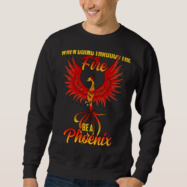 Phoenix Fire Bird Mythology Reborn inspiration Mo Lång Ärmad Tröja (Framsida)