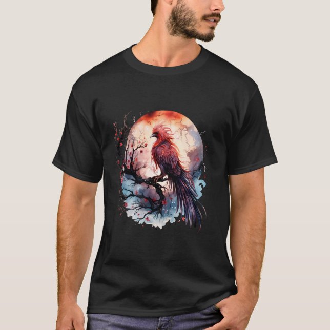 Phoenix Fire Phoenix Bird Mythical Bird Måne Sakur T Shirt (Framsida)