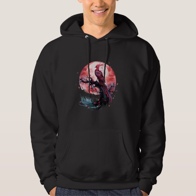 Phoenix Fire Phoenix Bird Sakura Träd Mythical Bir Hoodie (Framsida)