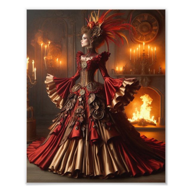 Phoenix Fire Queen Steampunk Victoransk Industriel Fototryck (Framsidan)