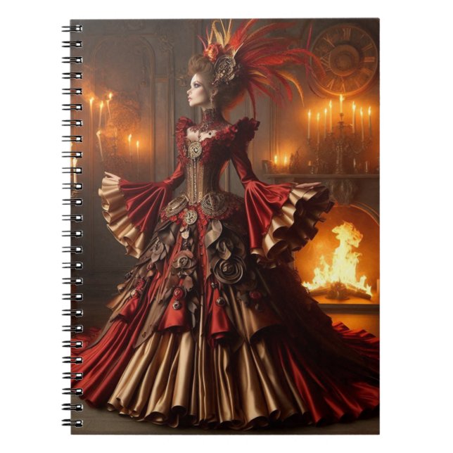 Phoenix Fire Queen Steampunk Victorian Industrial Anteckningsbok (Framsidan)