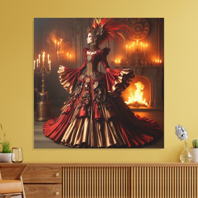 Phoenix Fire Queen Steampunk Victorian Industrial Canvastryck (Insitu (Vardagsrum))