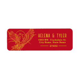 Phoenix Fire | Röd och Guld Stil förklädd Returadress Etikett