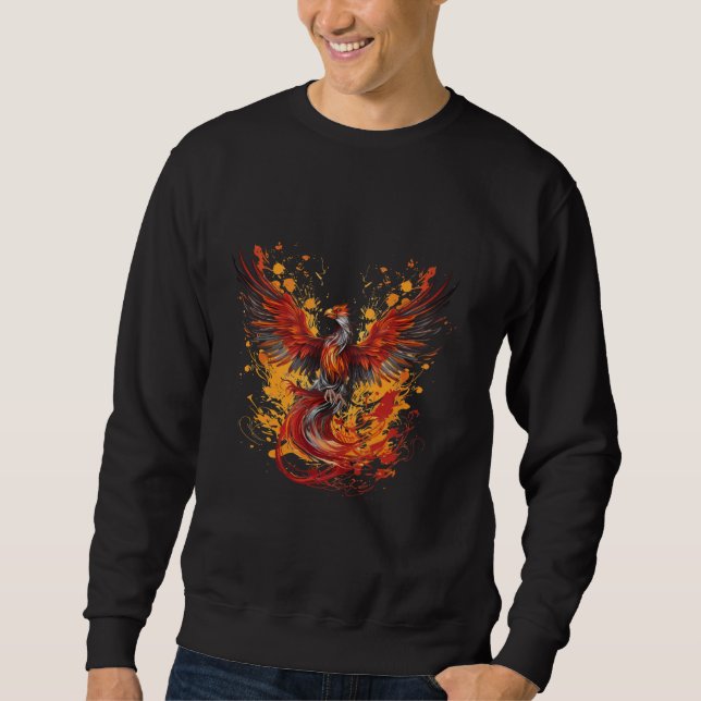 Phoenix Firebird Reborn Mythical Bird Rejuvenation Lång Ärmad Tröja (Framsida)