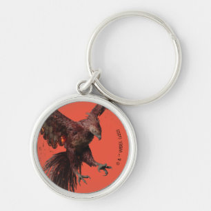 Phoenix Flies Graphic Rund Silverfärgad Nyckelring