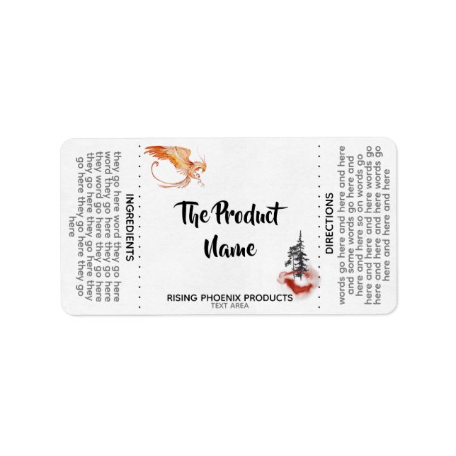 *~* Phoenix Hair Body Cream Ansikte Bath Soap Adressetikett (Framsidan)