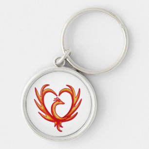Phoenix Heart Rund Silverfärgad Nyckelring